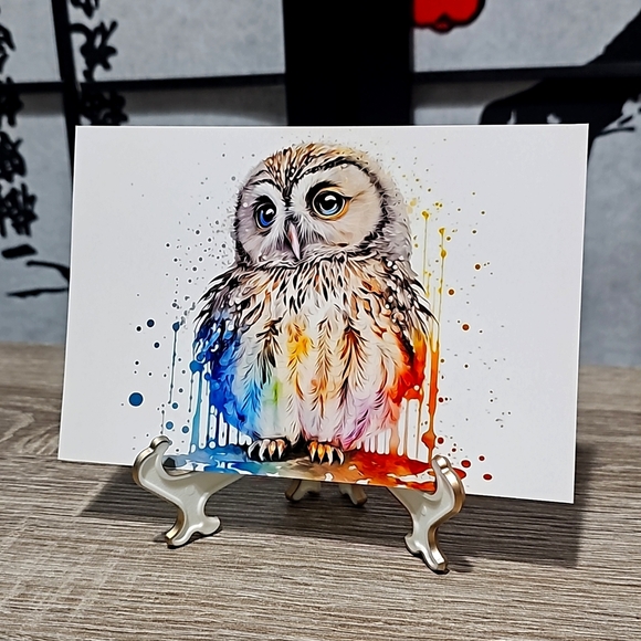 4x6 Baby Owl Watercolor Oil Painting Art‎ Print - Picture 4 of 4